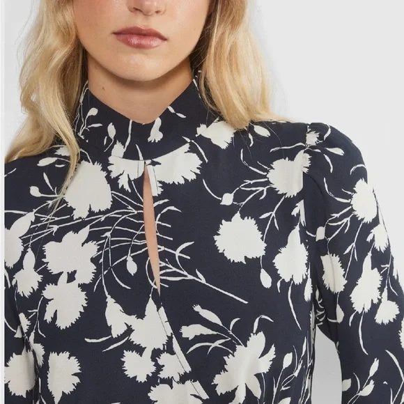Wilfred Dark Night Navy and White Floral Long Sleeve Lola Dress - Picture 2 of 6